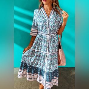 Free People to Love floral button-down dress with sleeves size M